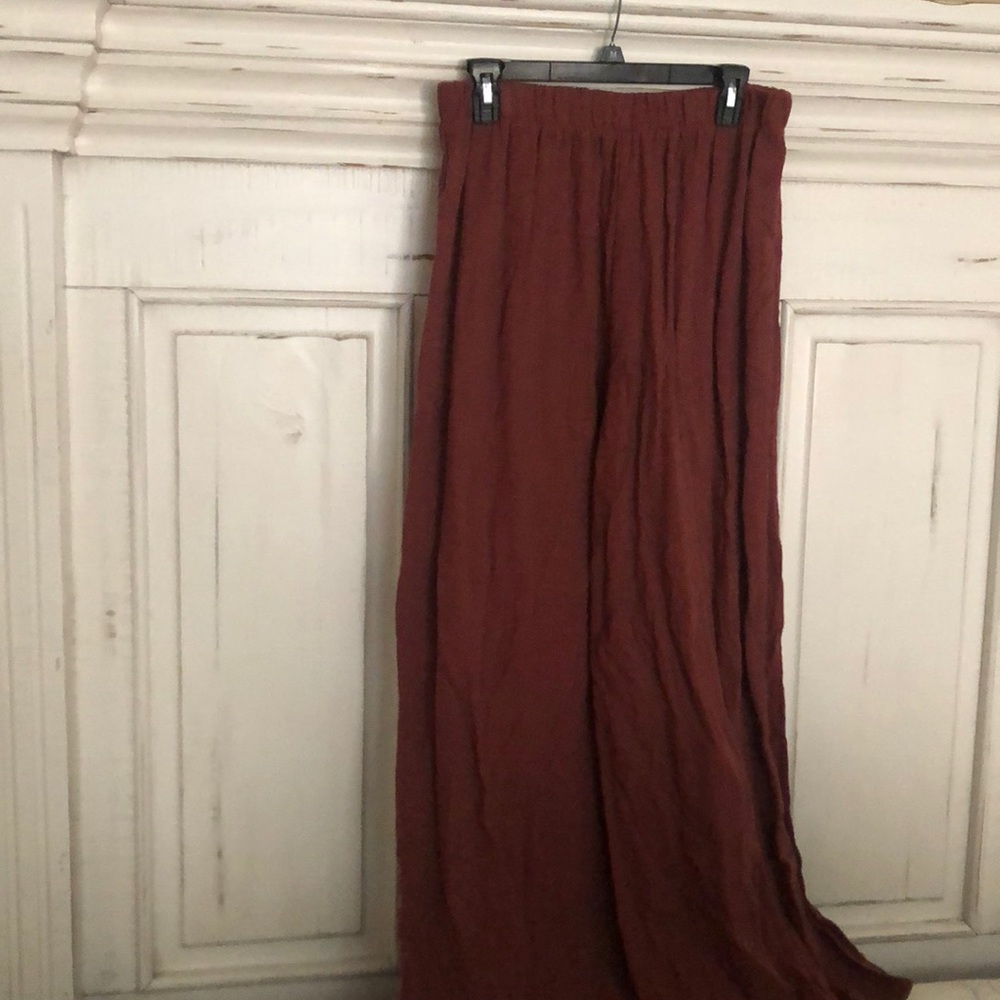 Burnt Orange Linen Wide Leg Pants
